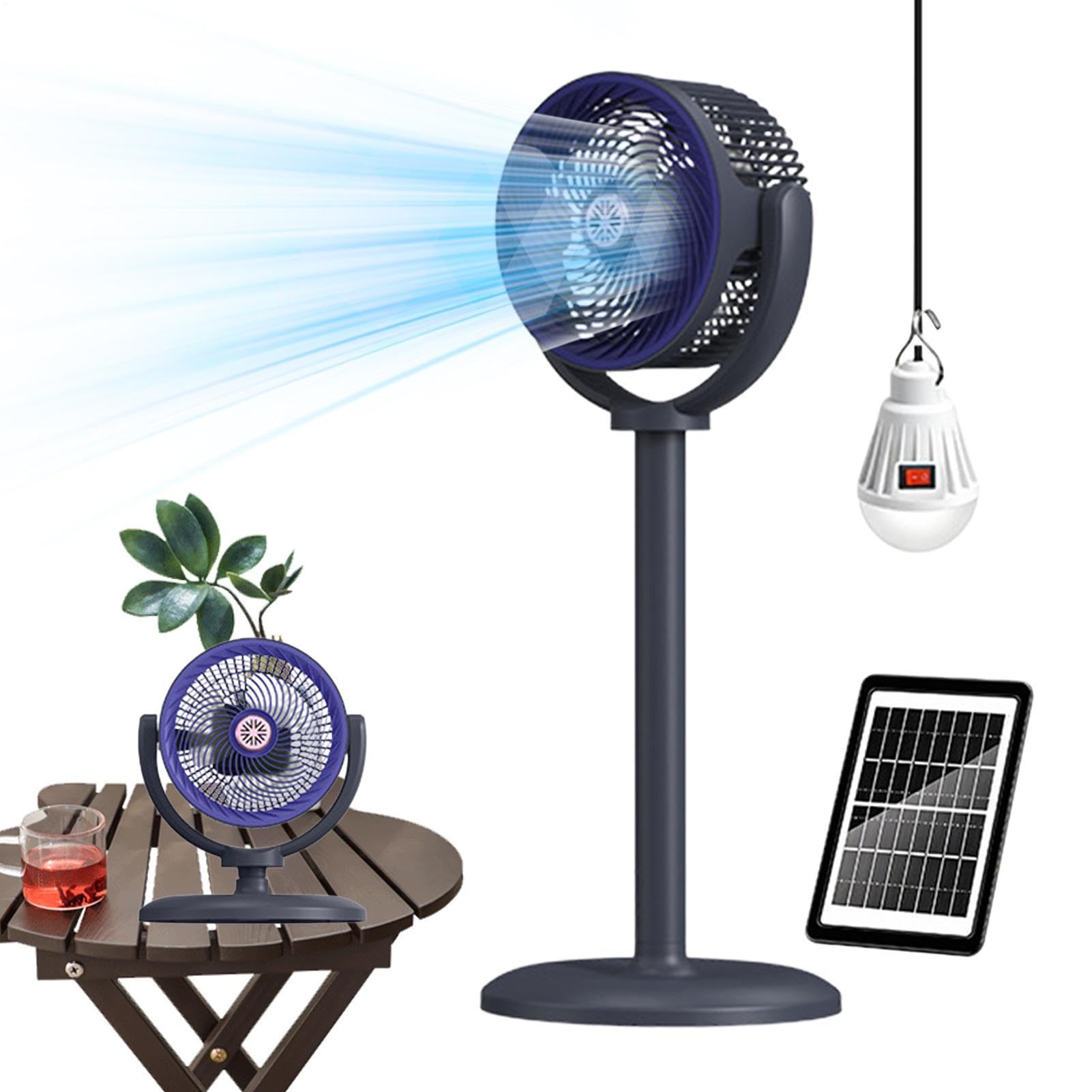 Ventilador Vertical Alimentado Con Energía Solar USB Recargable 5 | Ventilador de Pedestal Para Dormitorio Oficina Camping Jardín Balcón Patio