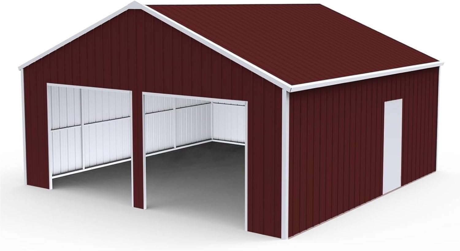 Outdoor Metal Garage Shed, 14GA Steel Frame & 26GA Panels, 35PSF Snow Load, 100MPH Wind Resistance, for Workshop, Farm Equipment(Brown,33x25 FT)