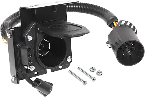 MECMO Adaptador de cableado para remolque lateral de vehículo plano de 4 vías compatible con Ford Ram GMC Sierra Grand Cherokee, conector de