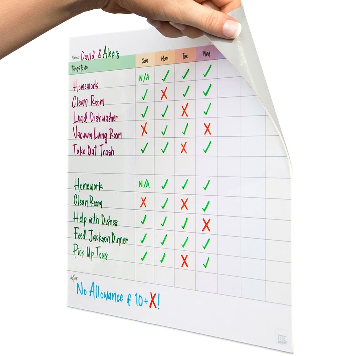 Buy mc squares Reusable Task Chart Whiteboard. Lined Daily Chore Charts