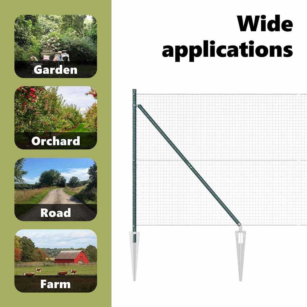 vidaXL Recinzione in rete saldata con punte 10 x 1,2 m Verde Rete