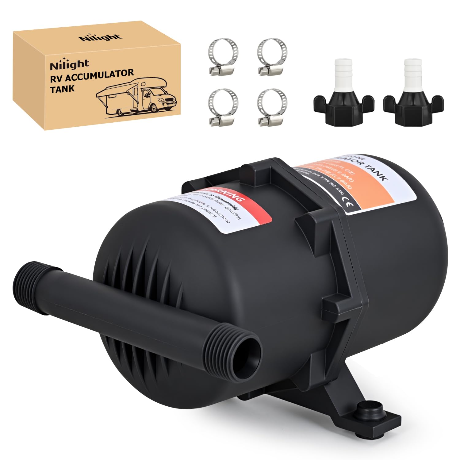 Nilight RV Accumulator Tank, 0.75L Max 125PSI Pre-Pressurized Water Accumulator Tank Control Inner Bladder with 1/2 MNPT Port Fitting Use with RV Water Pump Tank System for RV Boat Travel Trailer Home