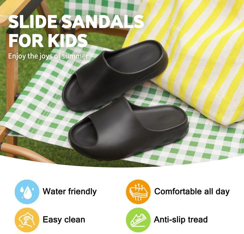 youermei Kids Cloud Slides, Non-Slip Pillow Slippers for Girls Boys Thick Sole Open Toe Slides Shower Shoes for Indoor Outdoor Bathroom Pool Beach Slippers - Image 5
