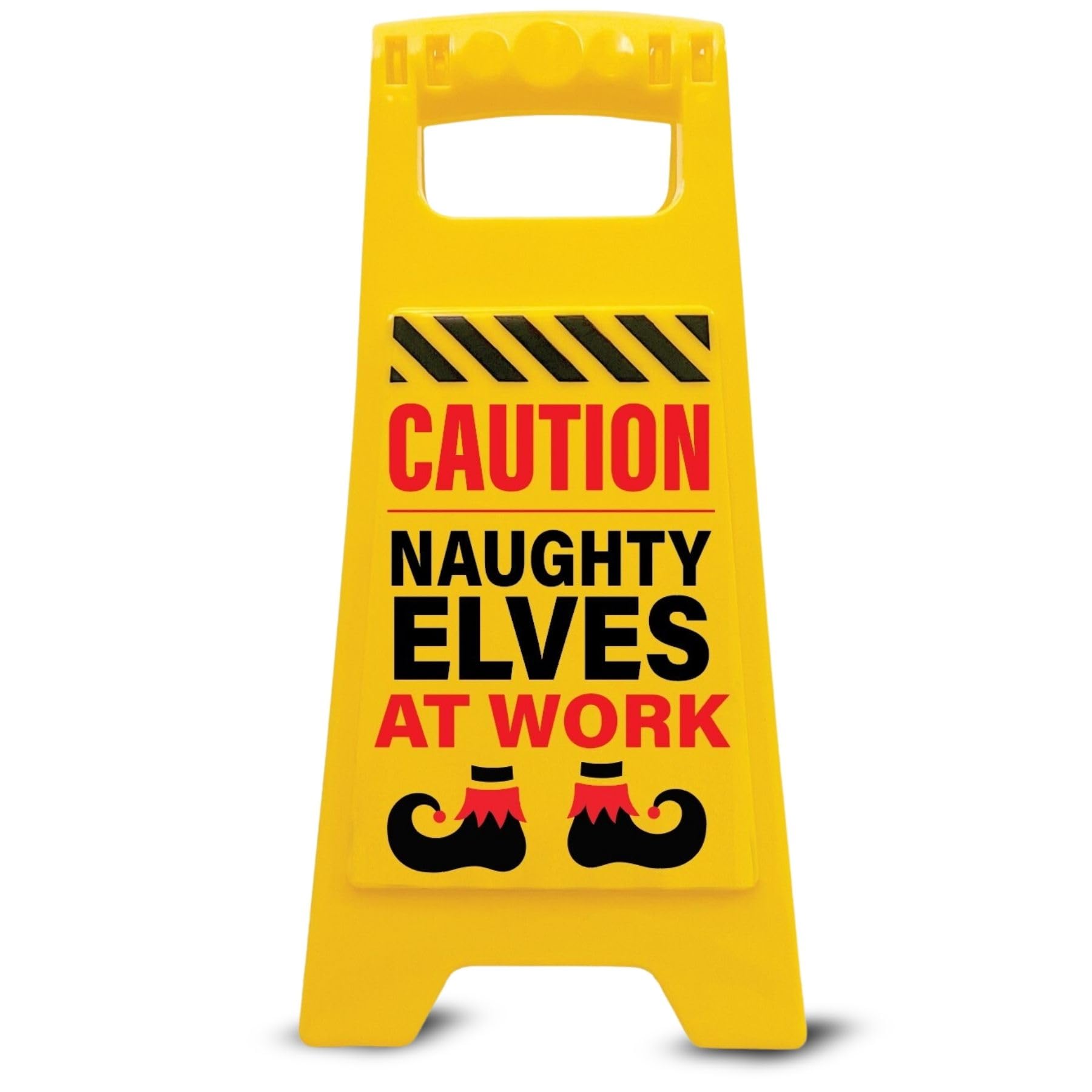 Boxer Gifts Caution Naughty Elves at Work Sign – Funny Kids Xmas Decoration & On the Shelf Accessory