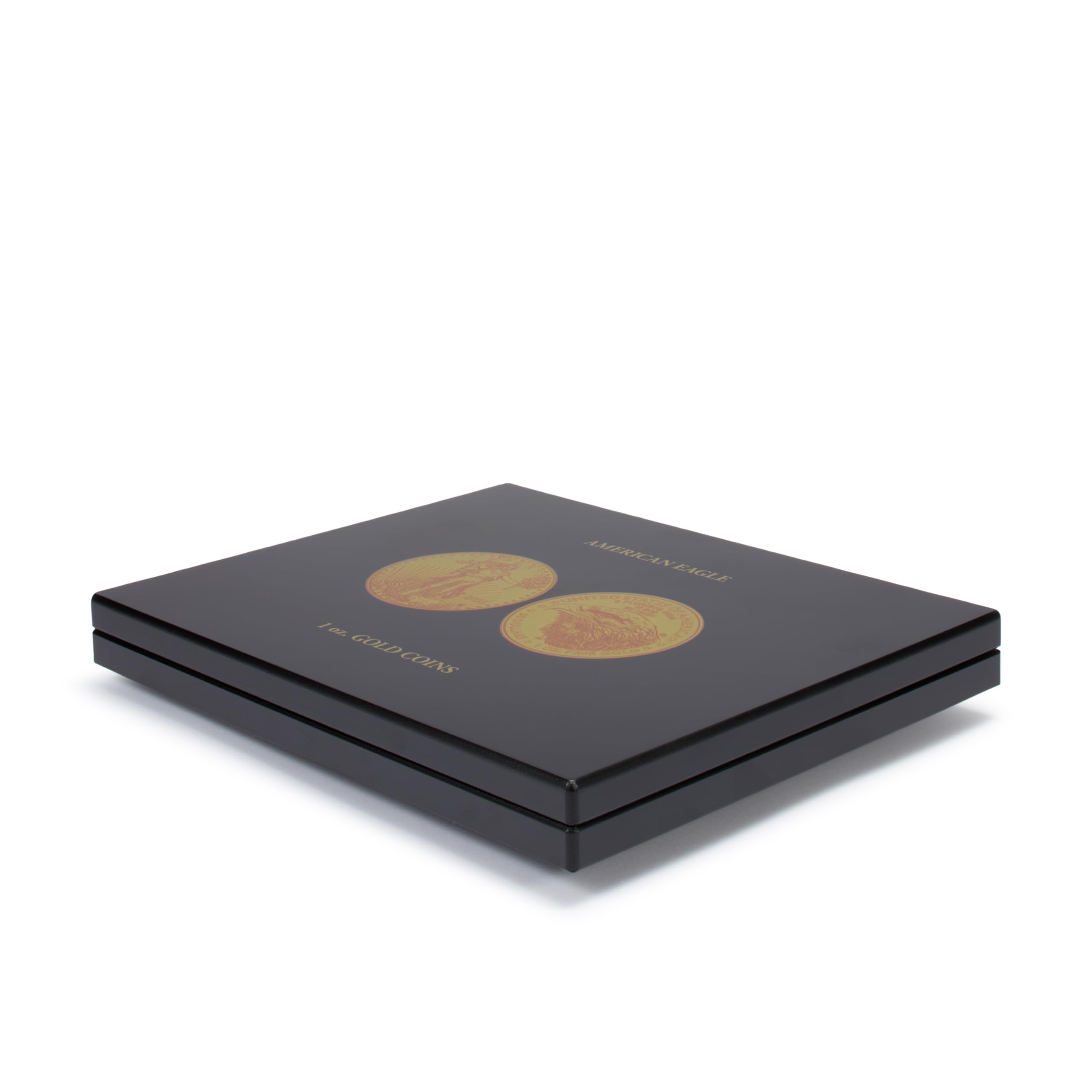 Leuchtturm 370205 Estuche para Monedas Volterra Uno para 30 Monedas de Oro American Eagle - 305 x 245 x 30 mm, Aspecto Madera, Terciopelo