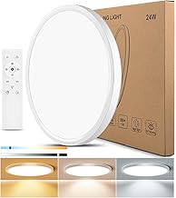 Oumida Plafoniera LED Soffitto Dimmerabile Moderno,24W Lampada da Soffitto con Telecomando,3000-6500K Plafoniera Bagno IP44 Impermeabile Lampadario Rotonda per Cameretta,Cucina,Soggiorno (30CM)