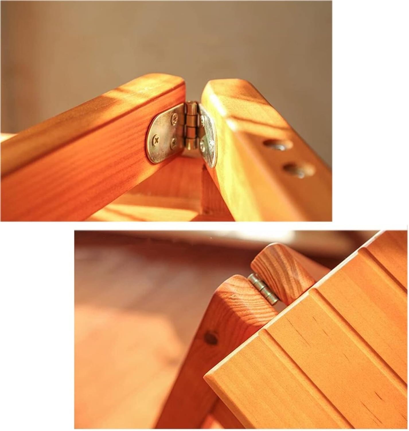 Folding Fold Up Library Steps Multifunctional Wooden Ladder Stool Kitchen Office Use Ladder Chair with 2 Steps - Wood Color 150kg Capacity