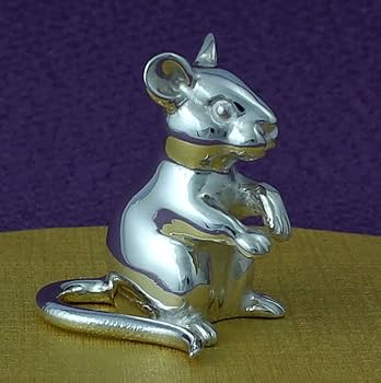 宝珠子置物　金属製ネズミの置物 木箱付き 約14cm 宝珠子置物 金属製ネズミの置物 木箱付き 約14cm 工芸品