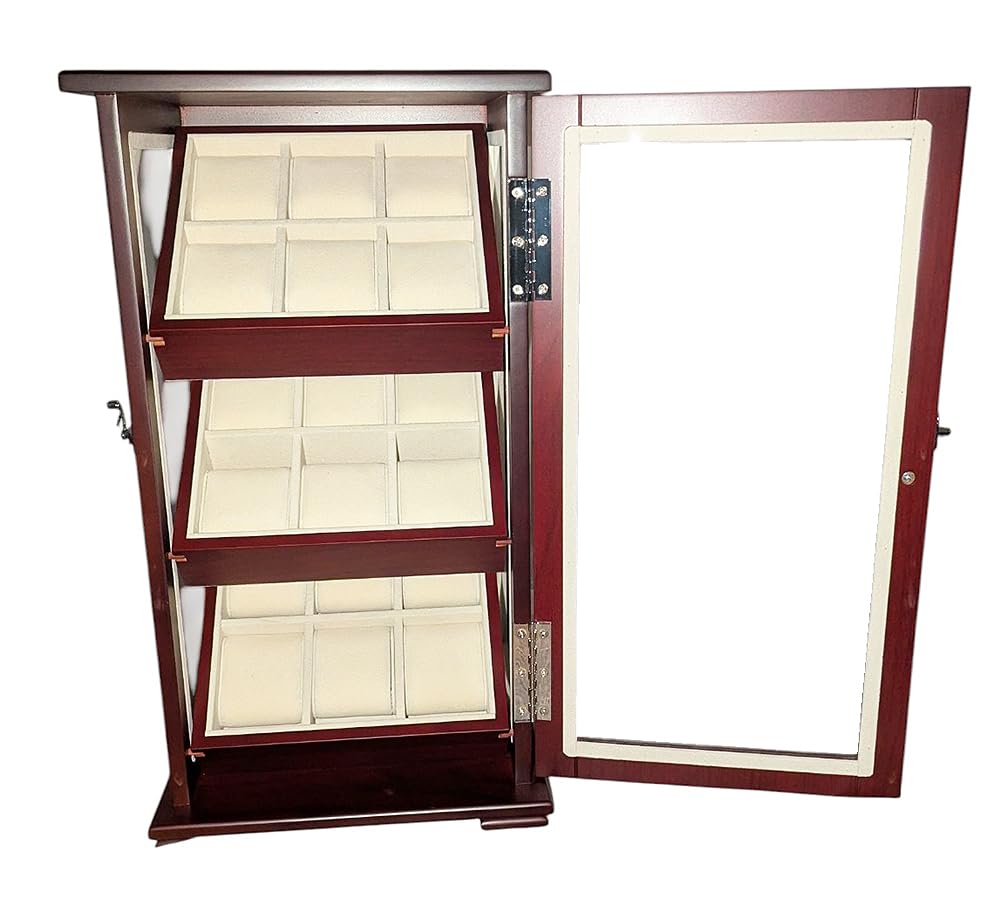 Uhrenvitrine Uhrenbox für 18 Armbanduhren Standvitrine Schaukasten SW-2010 C