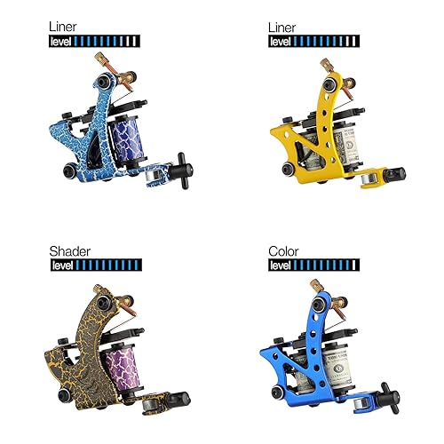 Miniatura 2 de Solong Kit Completo de Tatuaje 4 Pistolas de Máquina Pro 54 Tintas Fuente de Alimentación Pedal de Pie Agujas Agarres Puntas Estuche de Transporte