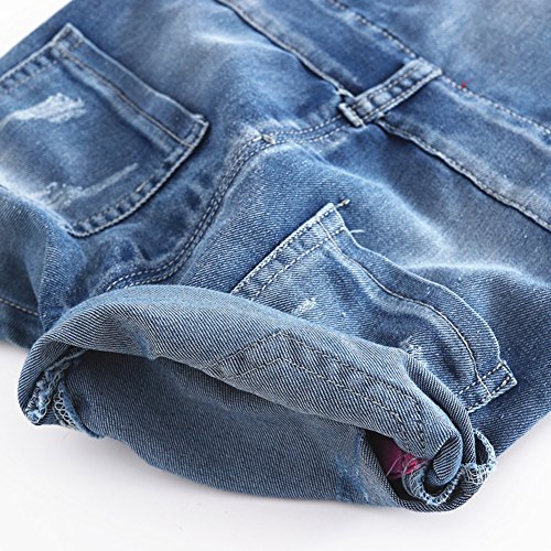 Image of KIDSCOOL SPACE Baby Little Girl Jean Overalls,Big Ripped Denim Shortall