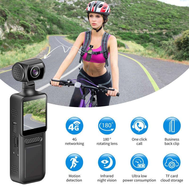 Image of QAWACHH Portable HD Body-Worn Camera for Outdoor Sports for Bike Action Adventures Cross-Border Travel Handheld for Clear Video (4G Sim Card Supported)