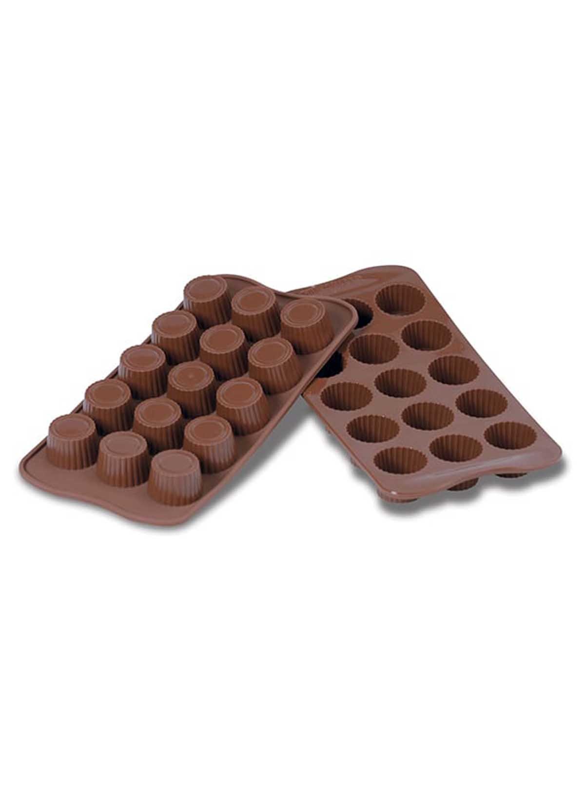 Cake Decor 15-Cavity Circle Shape Silicone Brown Chocolate Moulds-image-46