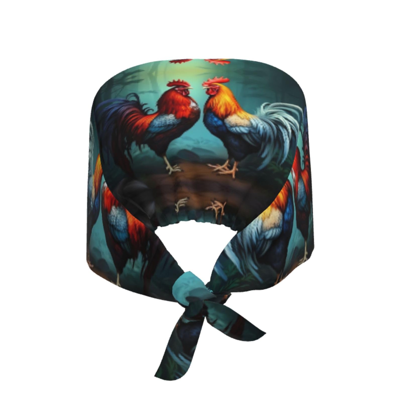 YYHHAOFA Breathable Work Hat Cute Rooster Chickens Printed for Chef, Nursing, Spa, Facial Care, Fitness Black