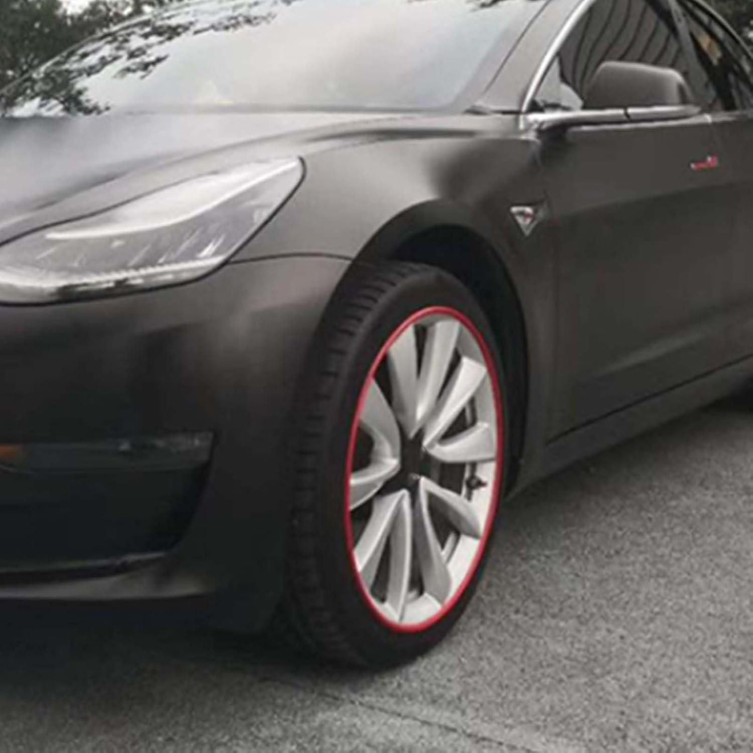 4PCS Wheel Rim Ring Red Wheel Trim Protector Ring Replacement for Tesla 2017 to 2023, Used for 18inch Wheels, Effective , Easy to Install