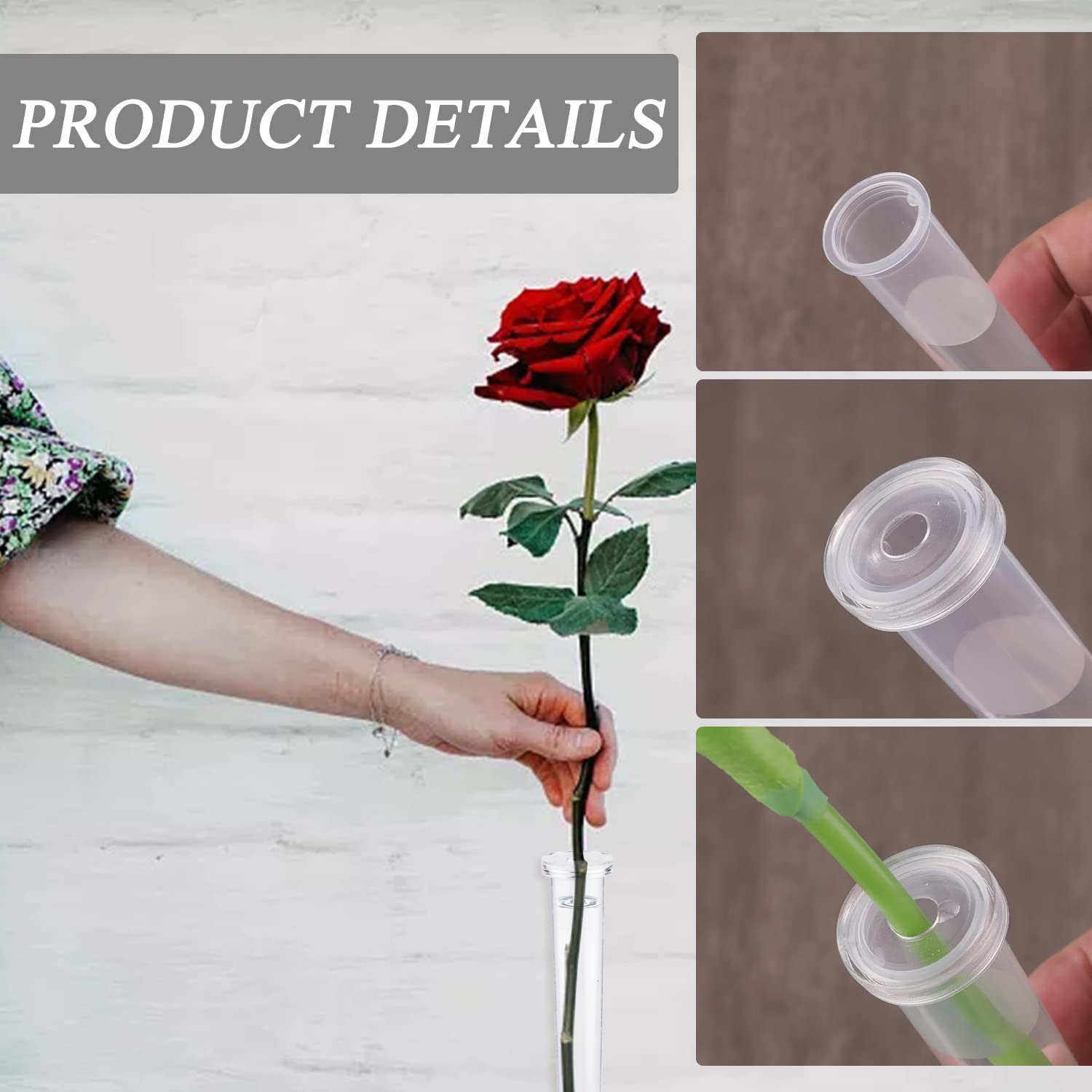 33 Provette Portafiori In Plastica Con Tappo - Tubi Per Acqua Per Fiori Recisi - Ideali Per Matrimoni E Composizioni Floreali