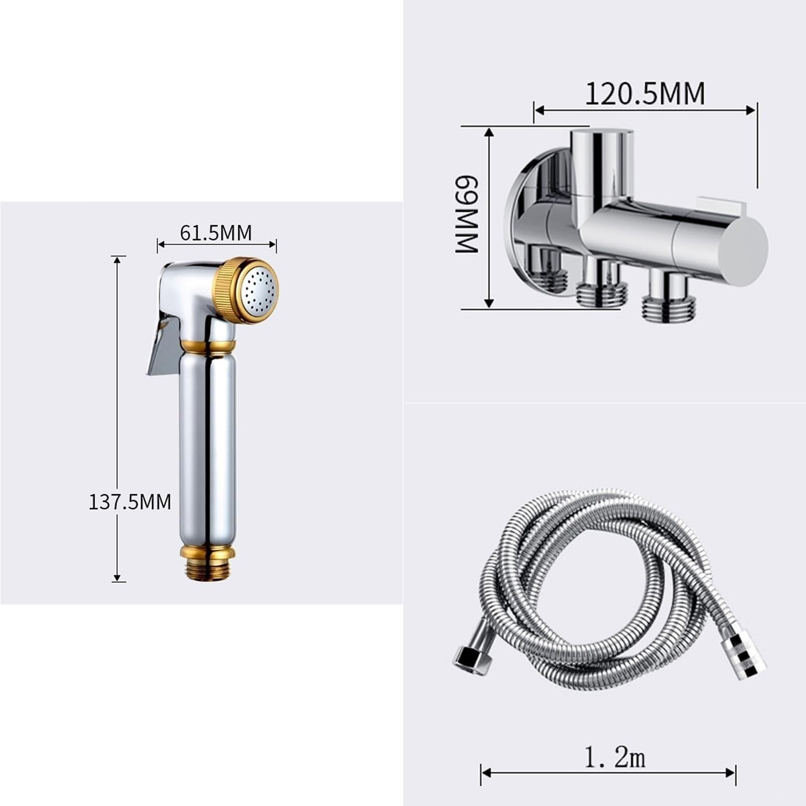 Ensemble de douche de bidet en laiton de qualité supérieure - Pulvérisateur portatif à valve G1/2" pour l'hygiène personnelle, solution ultime de douche de toilette pour une meilleure propreté et une