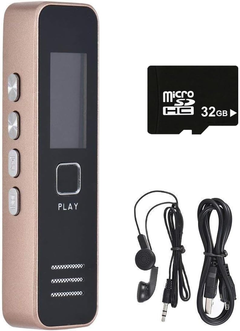 Technoview Digital Voice Recorder with 32 GB Micro SD Card Included Professional Audio Recorder MP 3 Player TF Card Dictaphone Record Microphone Sound Recording Device