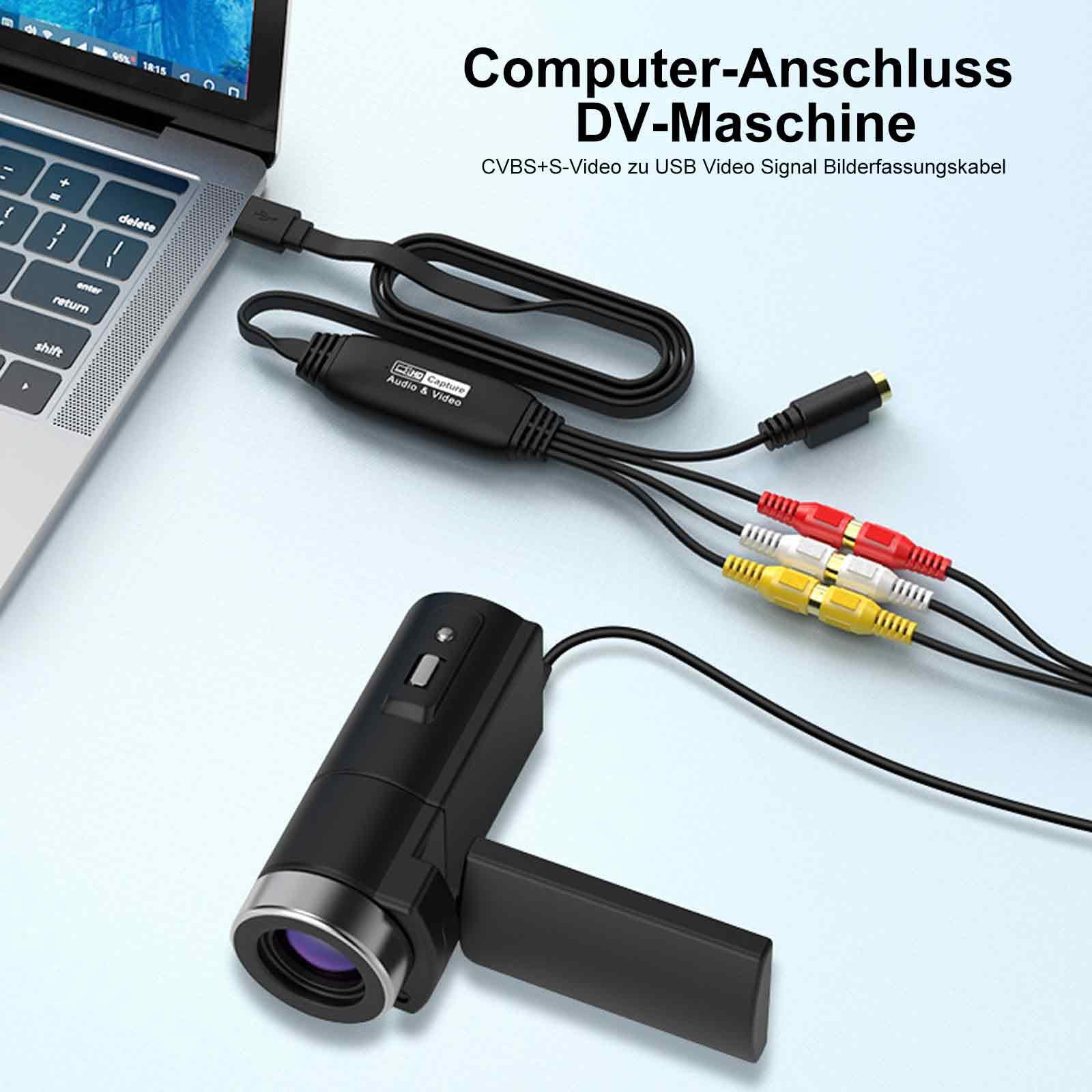 HOSPAOP Convertisseur VHS vers numérique USB 2.0 - Carte de capture vidéo 1080p pour numériser VHS, adaptateur AV et RCA, VCR DVD vers PC, compatible avec Windows et Mac OS