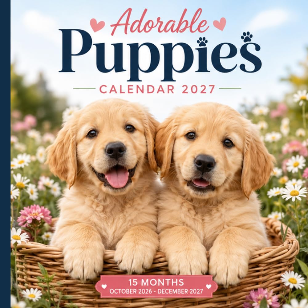 Adorable Puppies Calendar 2027: 15 Months: October 2026 – December 27 Planner