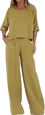 Womens Winter Pajama Sets Fall Casual 2 Piece Loungewear Long Sleeve Oversize Button Front Pullover Wide Leg Pants Com