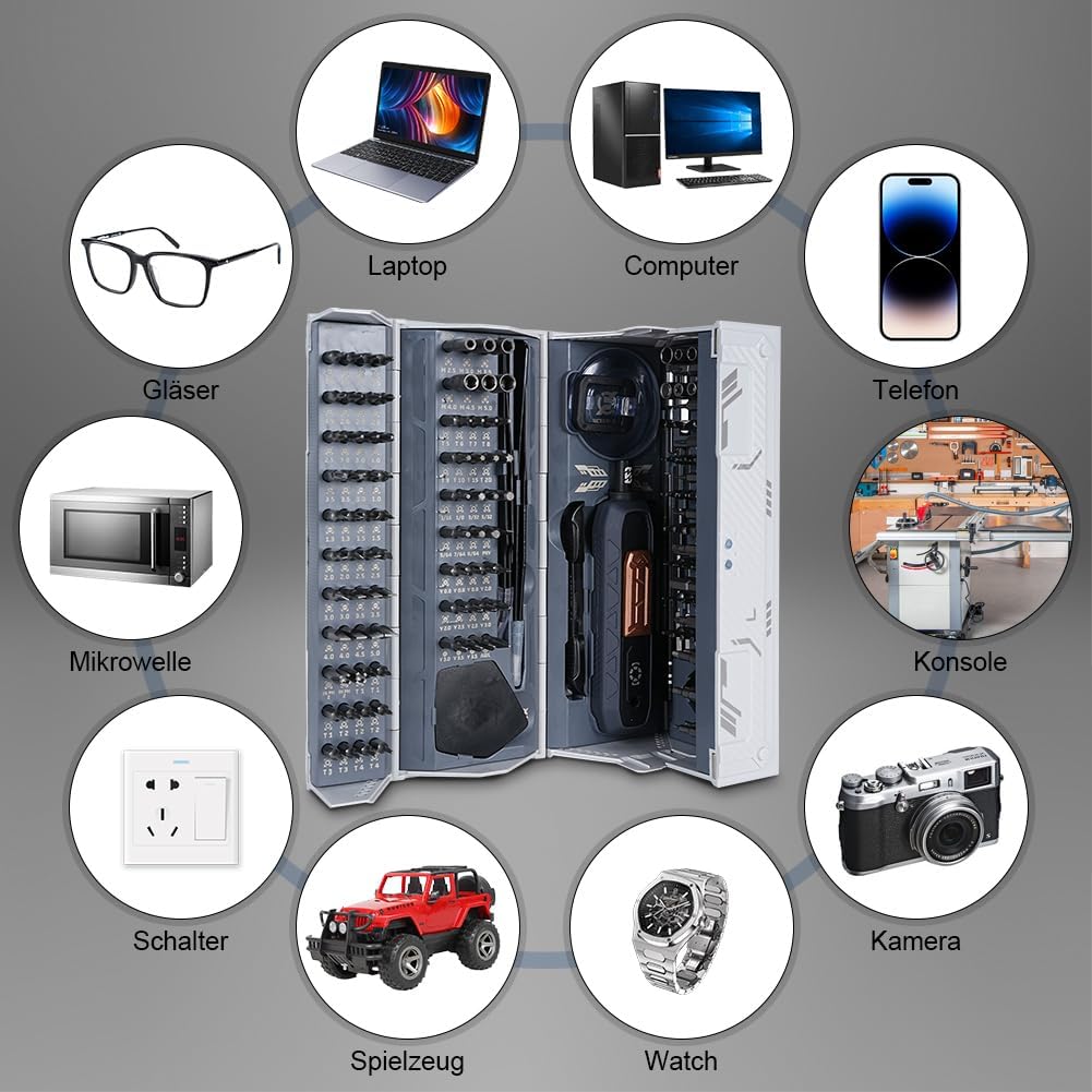 Ejoyous Juego de Destornilladores Mecánicos de Precisión 180 en 1 con Extensión Desmontable, Juego de Destornilladores Magnéticos Ajustables para PC, Teléfono Móvil, Ordenador