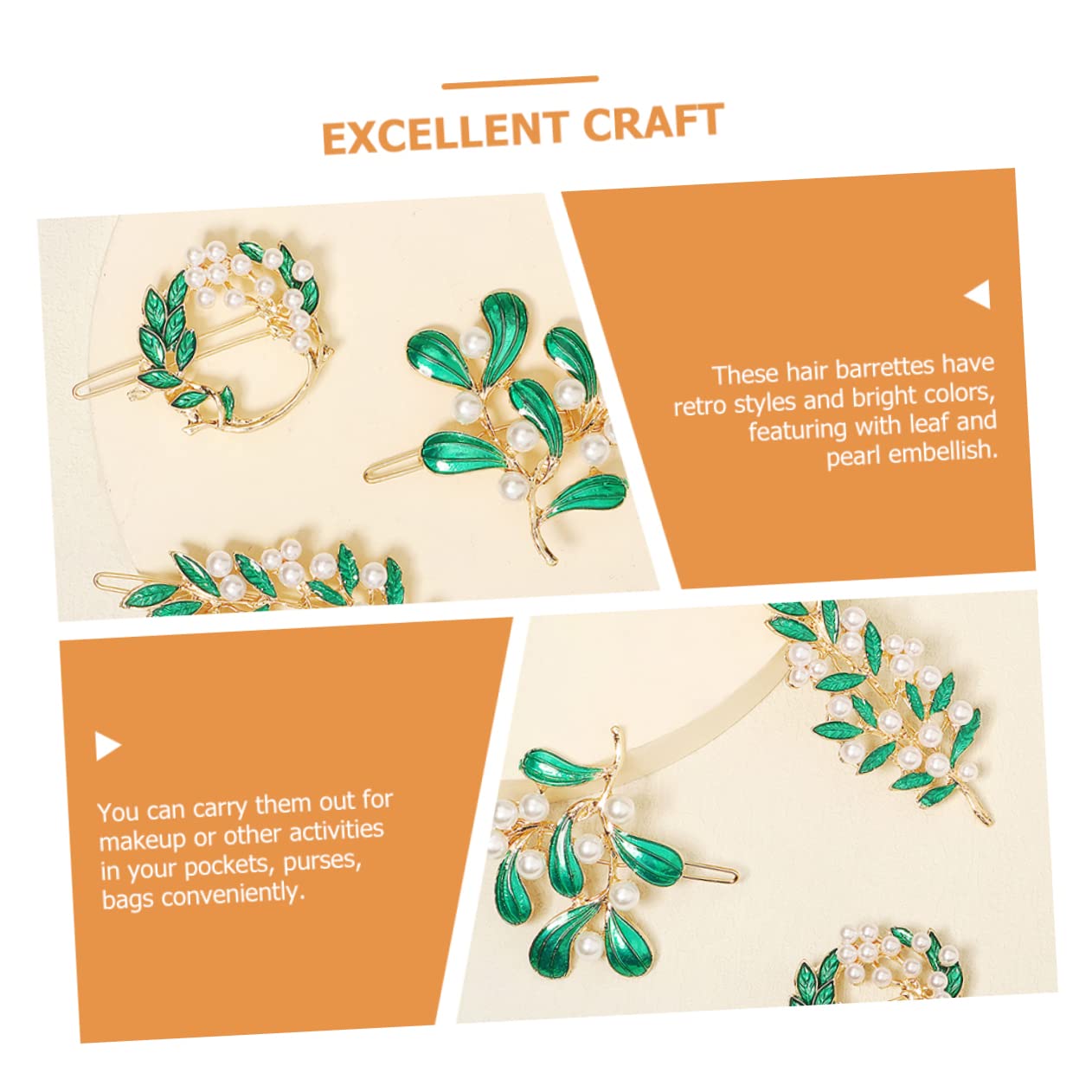 minkissy 15pezzi Fermagli Per Eleganti Con Design Foglia e Perla Di Clip Lega Per Accessori Moda Da Donna e Ragazze Per Occasioni Speciali e Uso Quotidiano