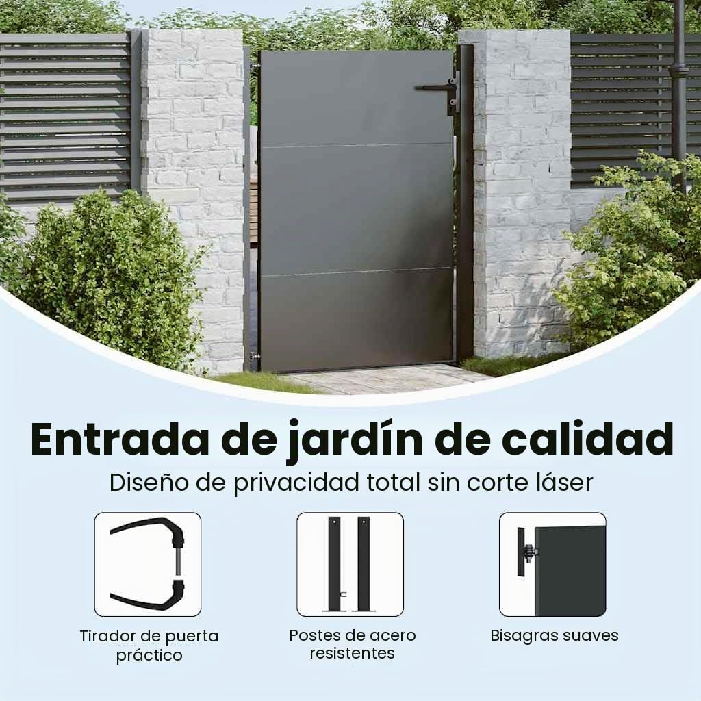 vidaXL Puerta de jardín con Cerradura Negro 85 x 155 cm, Puerta Elegante para jardín y terraza, Acero Metal, diseño Moderno, Resistente al óxido, a Prueba de Clima