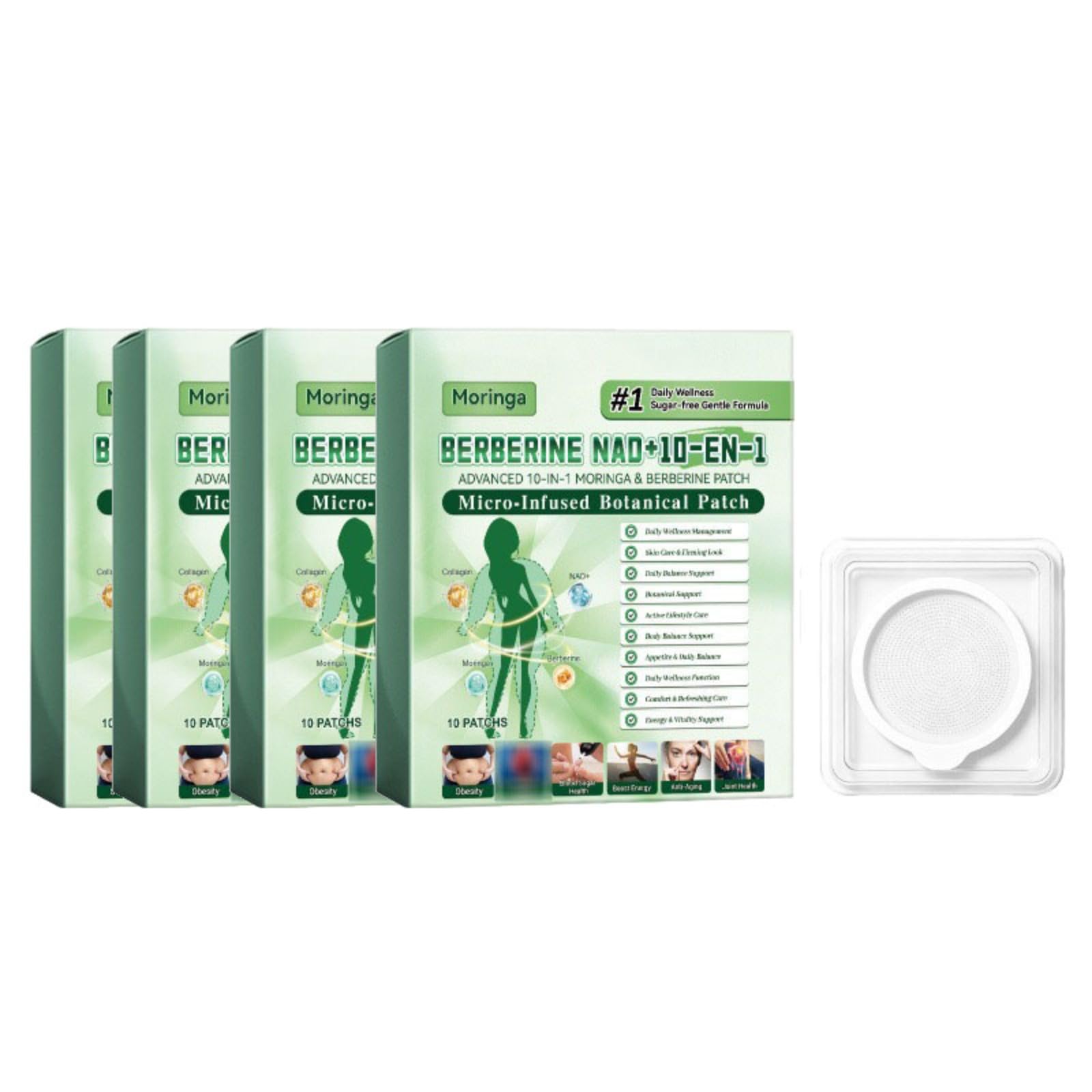 Moringa Schlankheits-Pflaster 10 in 1, Nano-Mikronadel-Schlankheitspflaster, Schlankheitspflaster, Natürliche Inhaltsstoffe, Ultrafeines und Unsichtbares Körperpflaster, Täglicher Gebrauch für