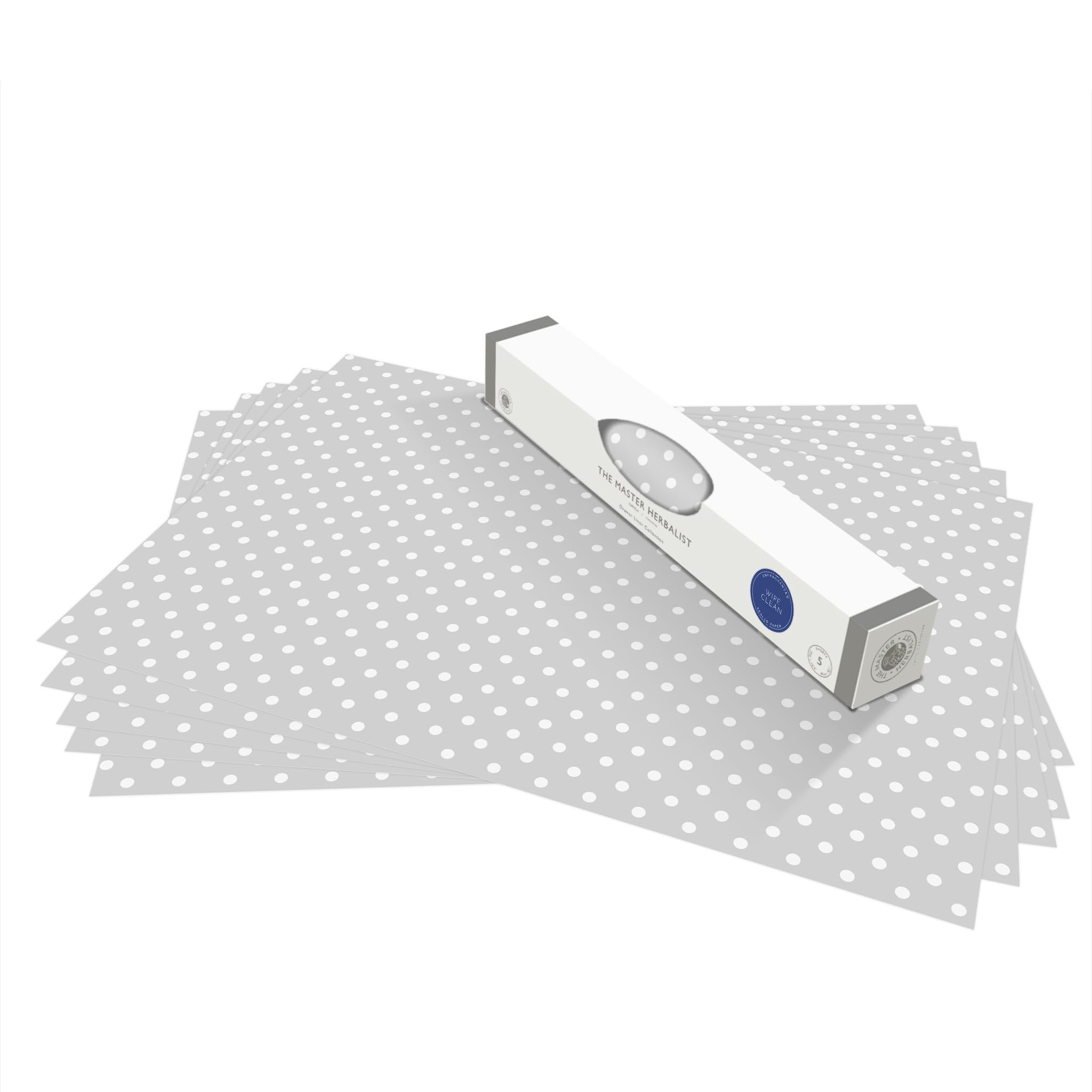 SOFT GREY POLKA DOT Wipe Clean & Unscented Drawer Liners