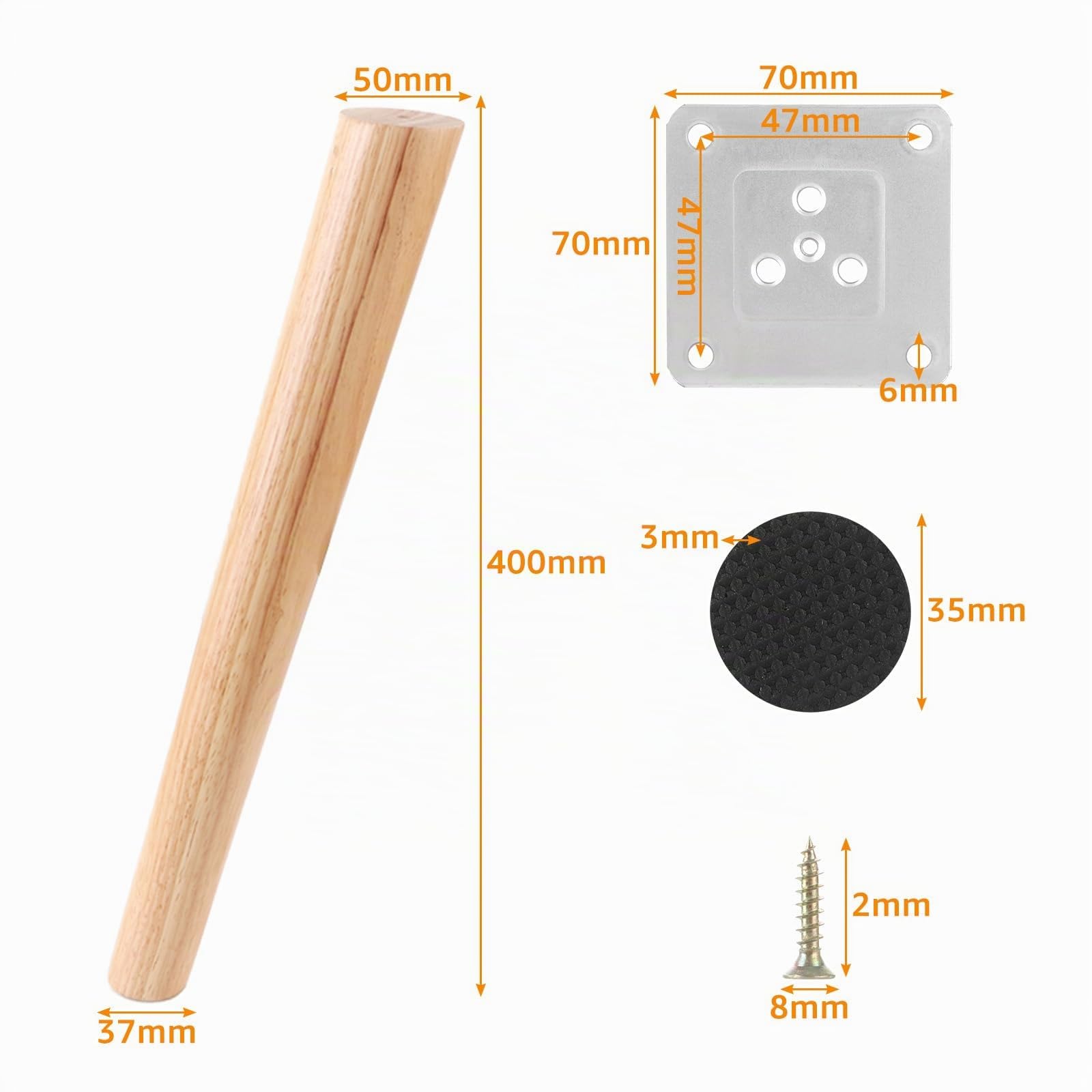 4 Pezzi Piedini Per Mobili In Legno 40cm Gambe Oblique Per Mobili In Legno Piedi Per Mobili Di Ricambio Gambe Mobile Con Piastre Di Montaggio Per Divano