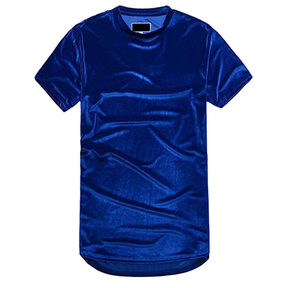 VFIVE UNFOURMens Velvet Velour Fashion Hip Hop Long Line Hem T Shirts