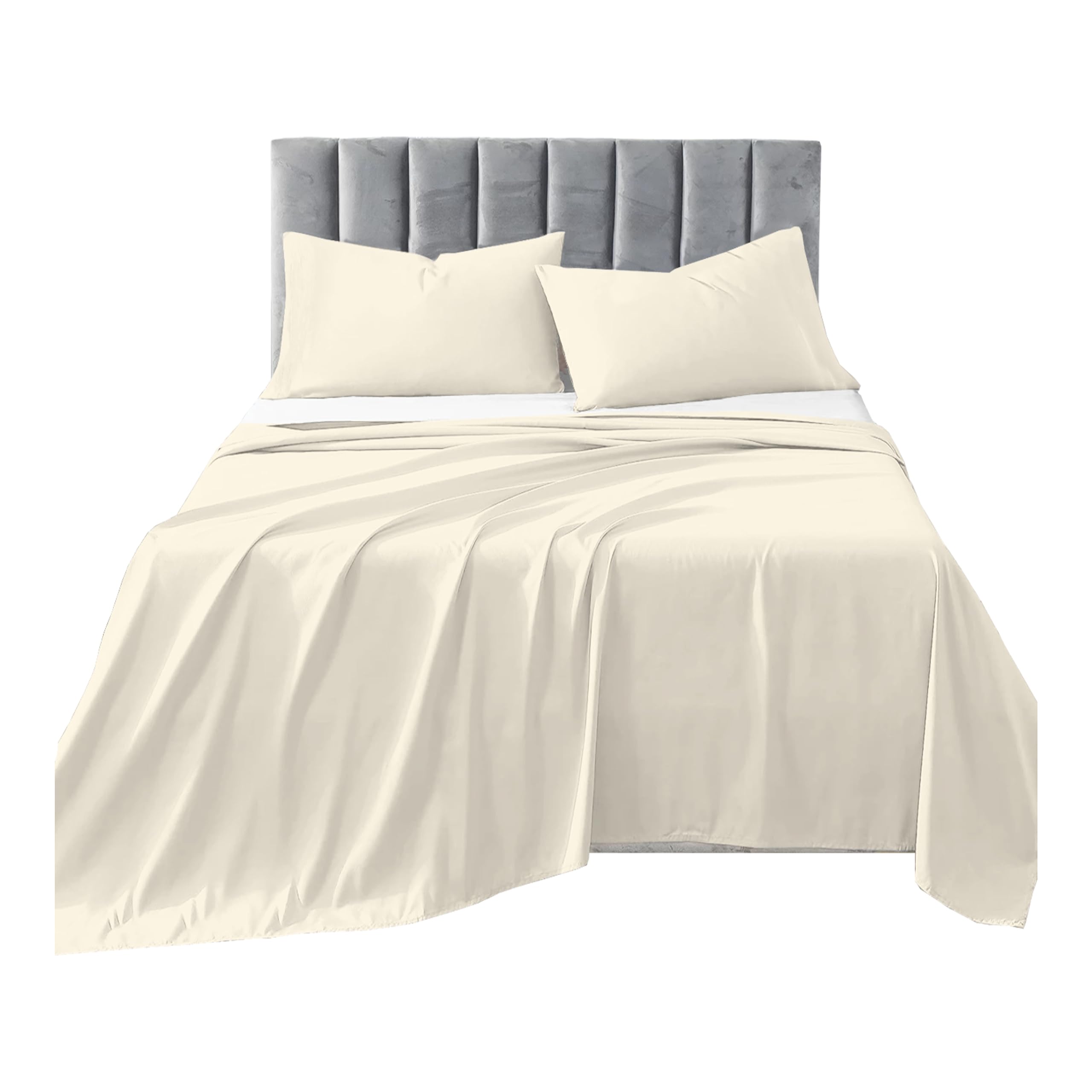 R&Z Plain Luxuary Polycotton Flat Sheets Single, Double, King, S King (Cream, S King) โ image 1