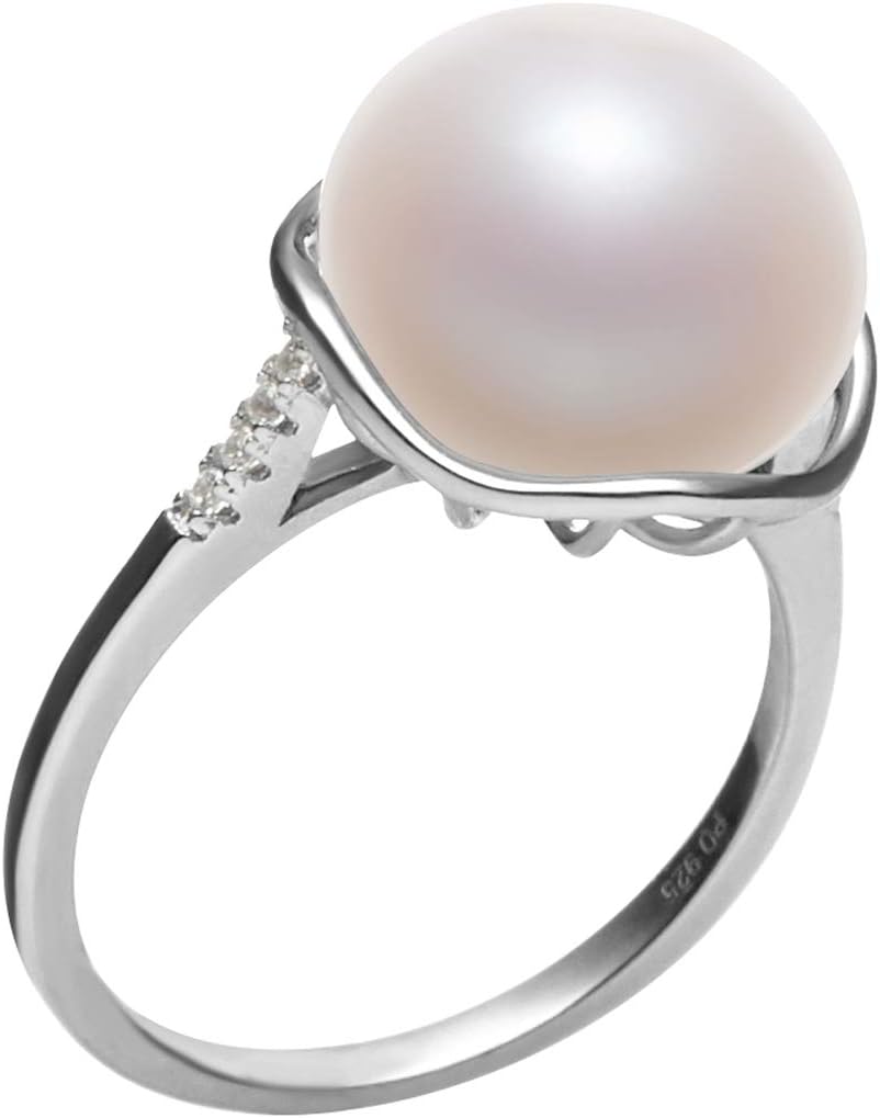 Kalina White 11-12mm AAA Quality Freshwater 925 Sterling Silver Cultured Pearl Ring For Women