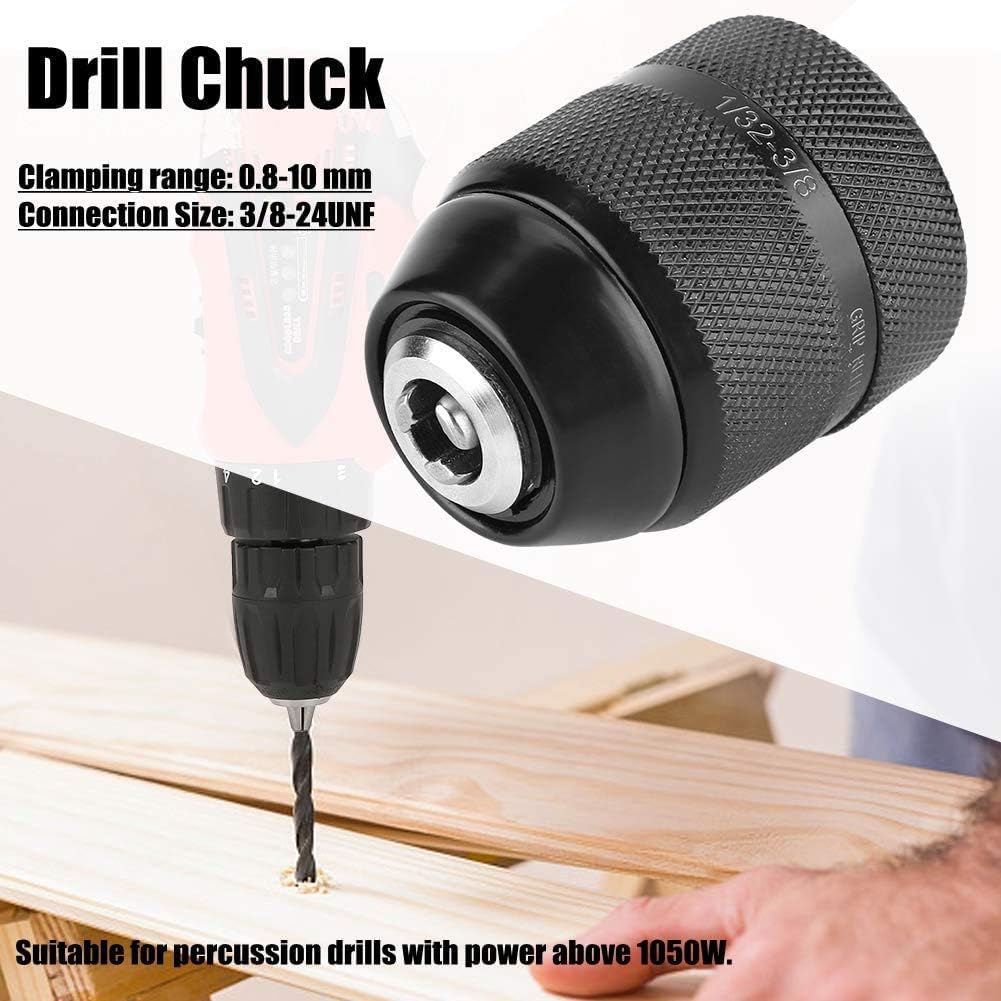 0.8mm10mm Keyless Drill Chuck，3/8″ Thread Keyless Metal Drill Chuck
