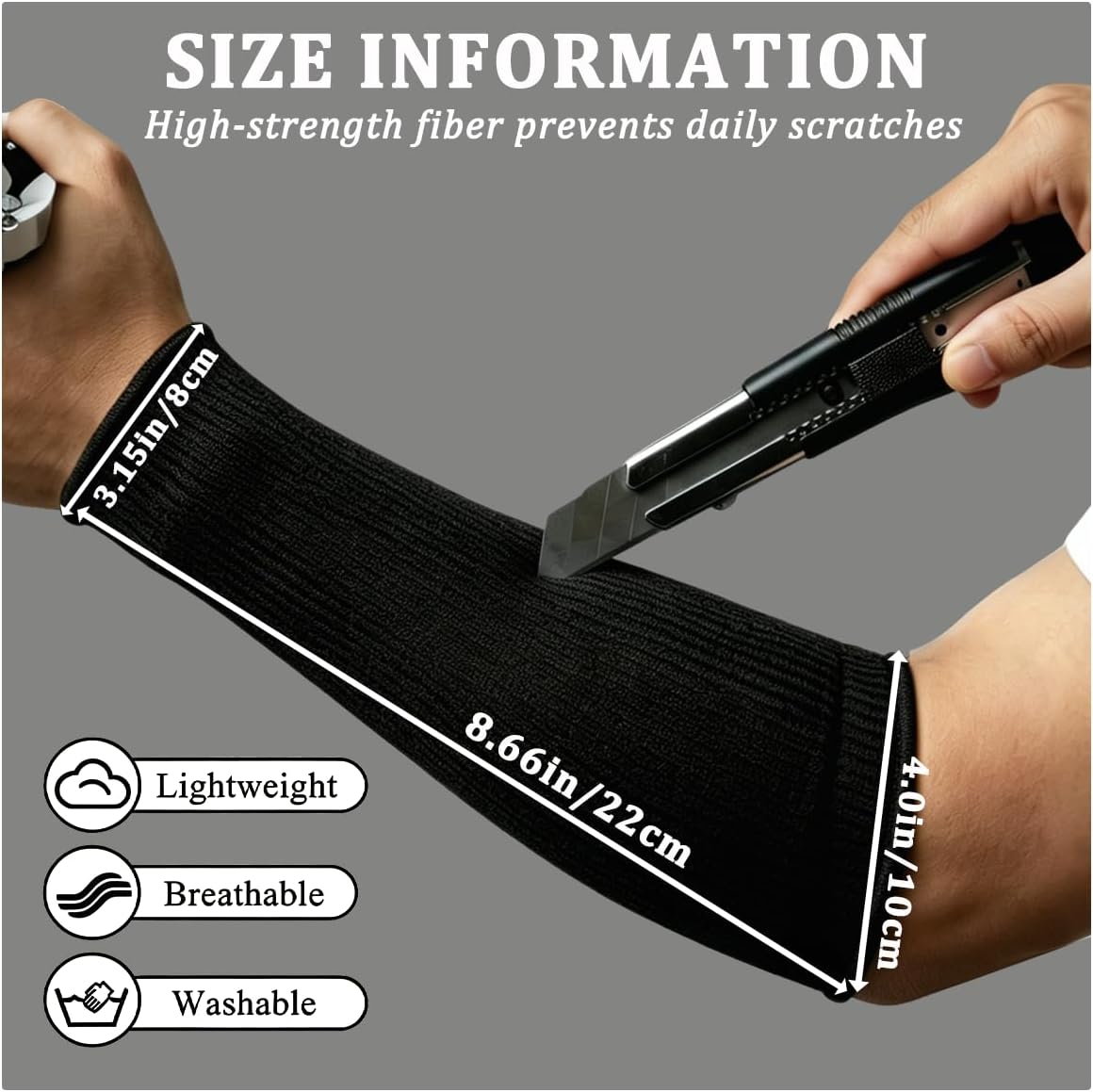4 Pairs Level 5 Cut Resistant Arm Sleeves S Size Forearm Protection Sleeves Cut Scratch Resistant Arm Guards