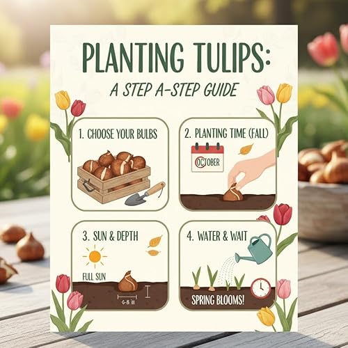 Miniatura 8 de 20 bulbos de tulipanes mixtos, flores de primavera vibrantes, fácil plantación de otoño, bulbos de tulipanes a granel, flores perennes, bulbos