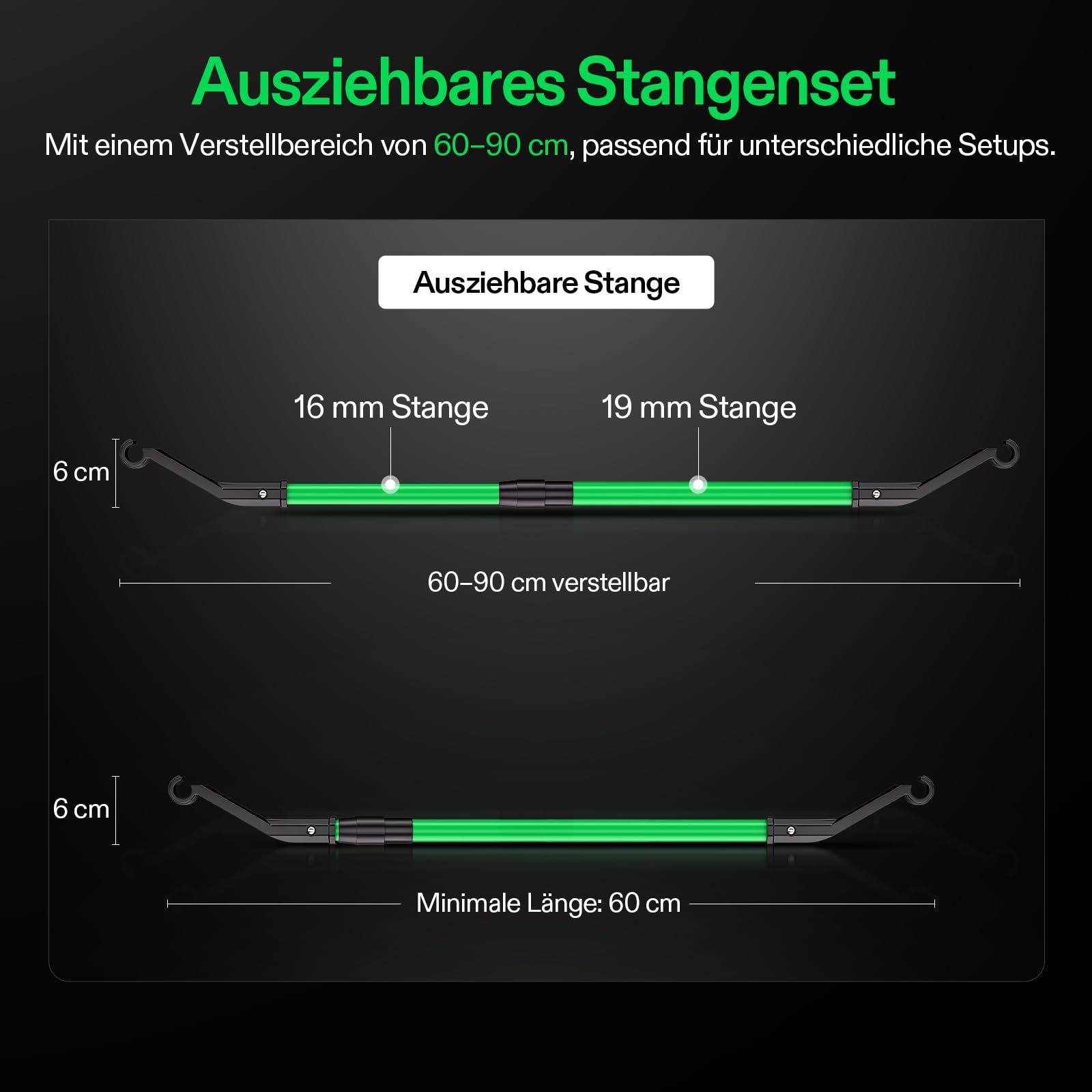 VIVOSUN High-CFM Stützstangen-Set für Growzelt, Heavy-Duty Querstreben, 60–90 cm verstellbar, hohe Tragkraft für 60×60, 70×70, 80×80 und 90×90 cm Zelte, 4er-Set