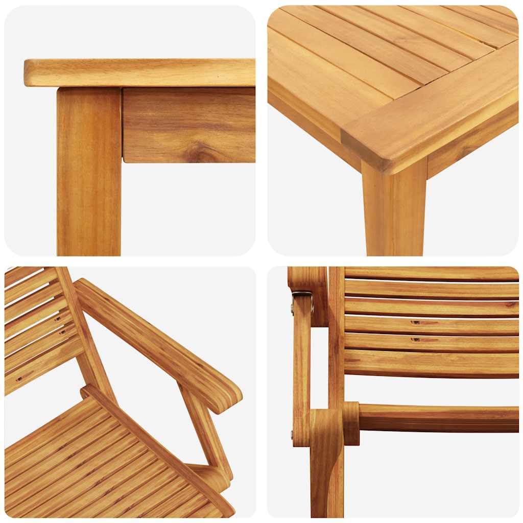 vidaXL Set da Pranzo per Giardino 5 pcs Marrone, Set da pranzo all'aperto, tavolo in acacia rustica, arredo giardino e terrazza, posti resistenti alle intemperie