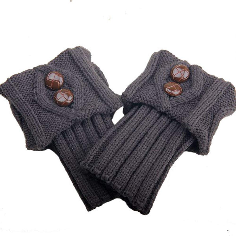 Fliyeong Women's Dark Green Premium Quality Leg Warmer - Winter Leg Warmer Button Crochet Knit Boot Socks Toppers Cuffs