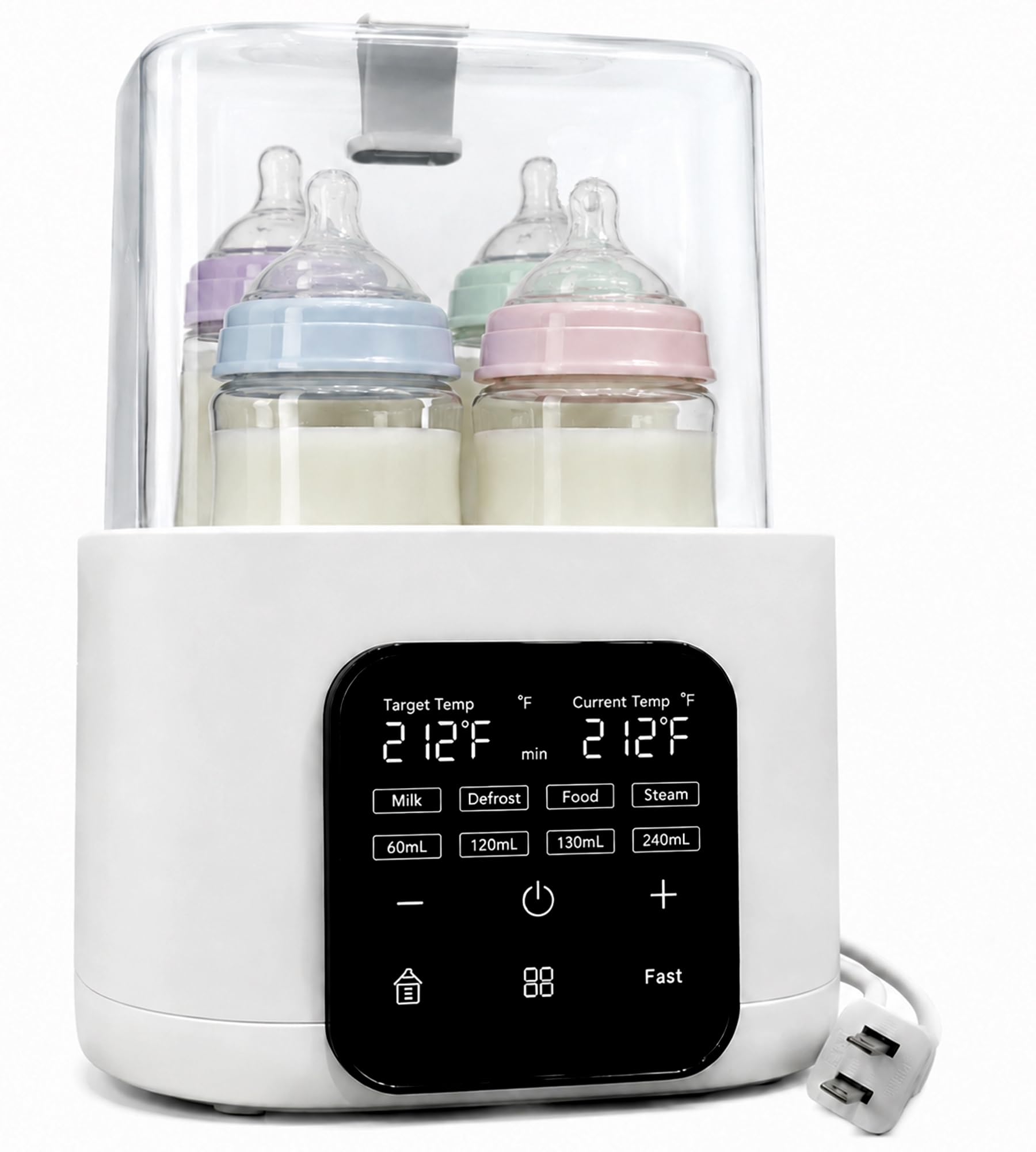 6-in-1 Baby Bottle Warmer & Drier, Digital Touch Screen Fast Milk Warmer, Defroster & Baby Food Heater, Dual Temp Control with Steam Cleaning, 200W, BPA-Free, Fits 4 Bottles.