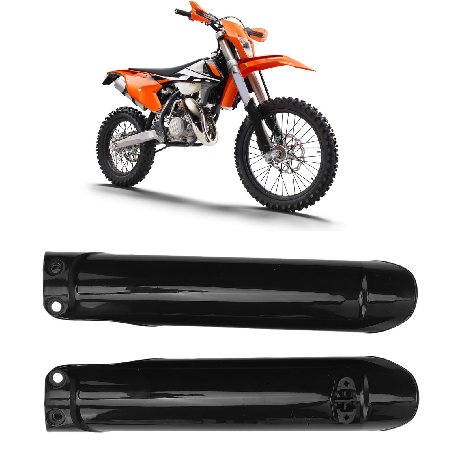 PolyGen Set di 2 coperture per tubo forcella anteriore con struttura in ABS, una protezione per ammortizzatore per EXC-500 / SX- 2015-2021, parti di manutenzione moto (Nera)