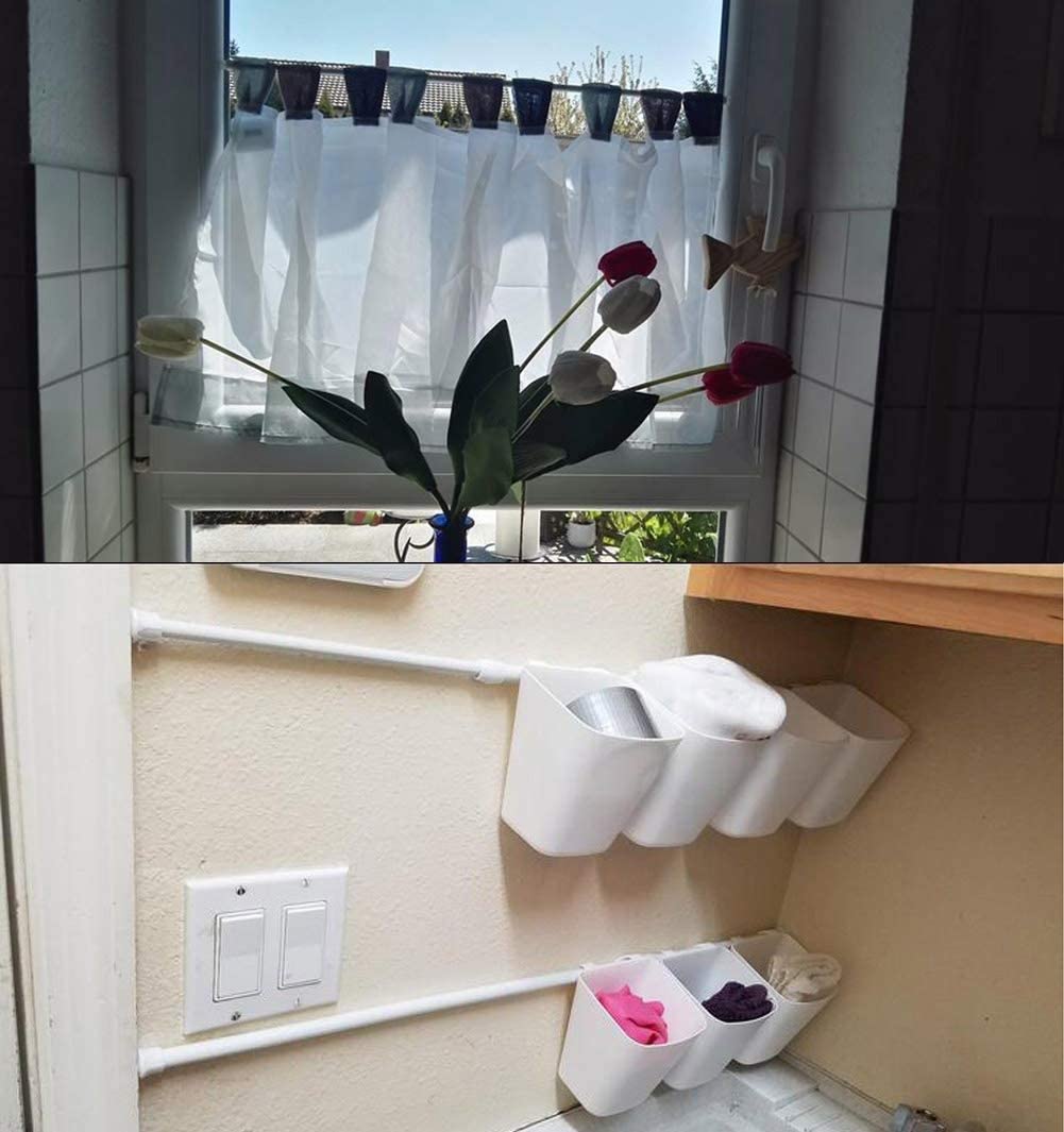 KXLife Gardinenstange mit Federspannung, für Fenster, 71,1 bis 121,9 cm, Eiche, 6 Stück