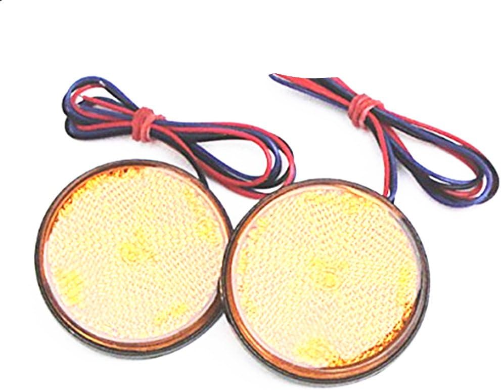 Pair 24 LED Round Reflectors Tail Brake Stop Marker Light Truck Trailer RV ATV Motorcycle Amber Yellow
