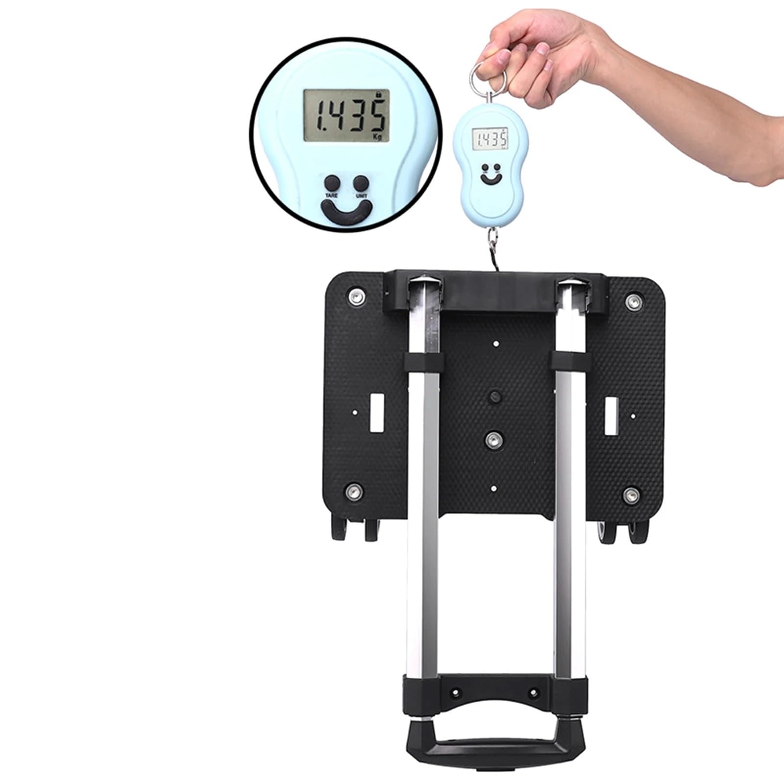 Carrello pieghevole a mano – Carrello leggero a 5 ruote per viaggi e scuola, facile da trasportare, design compatto, carrello per bagagli portatile, versatile