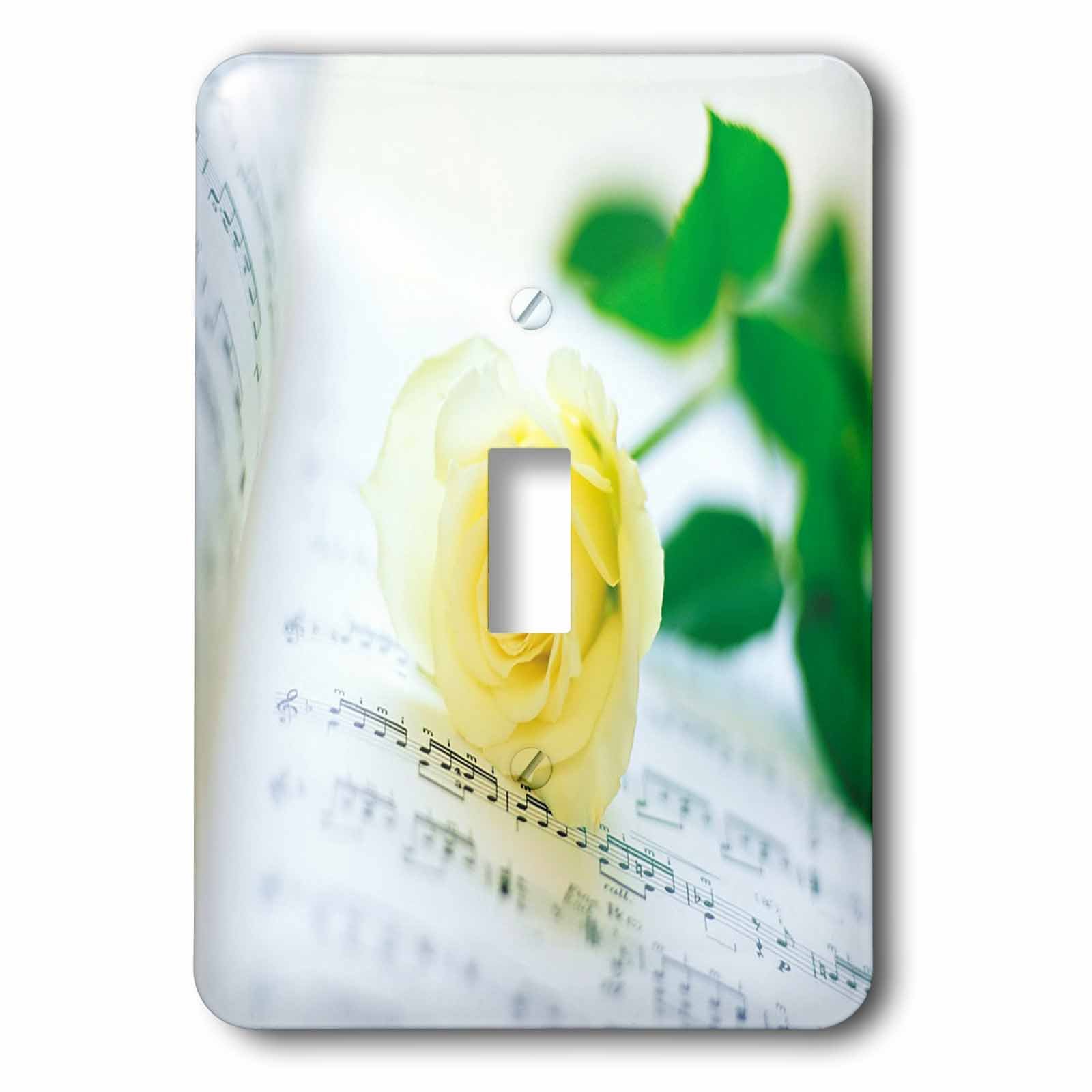 Interrupteur rose et partition de musique jaune pour décorer une chambre de musicien