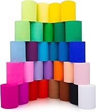 Fosdaling 30 Farben Krepppapier Bunt, Bunte Luftschlangen, Kreppband eignet sich für Richtfest & Partys & Feiertag, Pastell DIY Floristenkrepp（5cm×10m; Rot, Grün, Weiß, Blau, Schwarz, Rosa, Gelb usw）