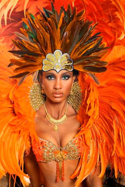 Miniatura 3 de HOMELEX Tocado de plumas negras para mujer, accesorios de carnaval caribeño, Naranja-1