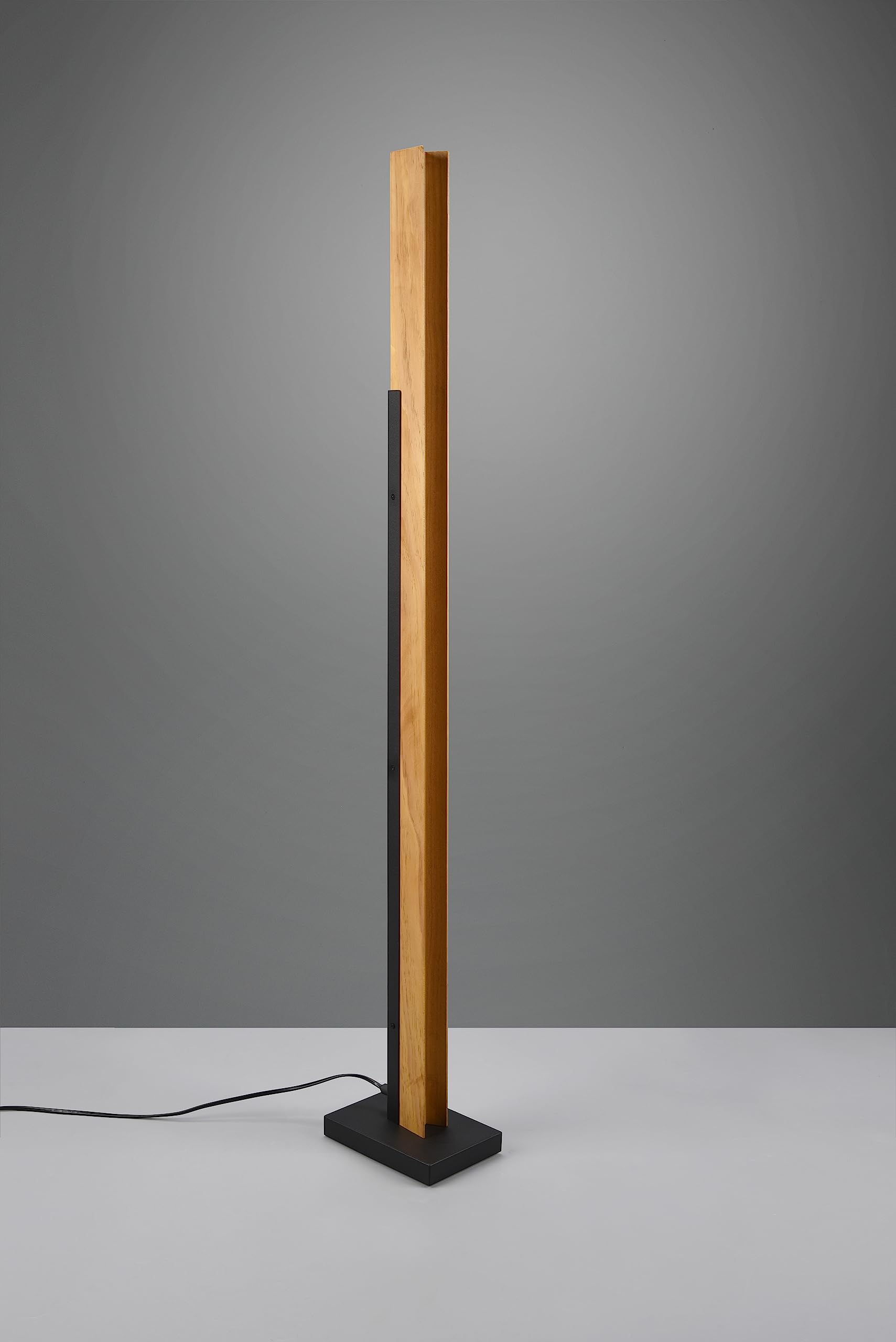 TRIO, Lampa podłogowa, Kerala w tym. 1 x LED, SMD, 16 W, 3000 K,1950 Lm. Naturalne drewno, Korpus: Metal, czarny matowy L:13,0 cm, L:19,0 cm, wys.: 120,0 cm 4-stopniowy przełącznik dotykowy, IP20