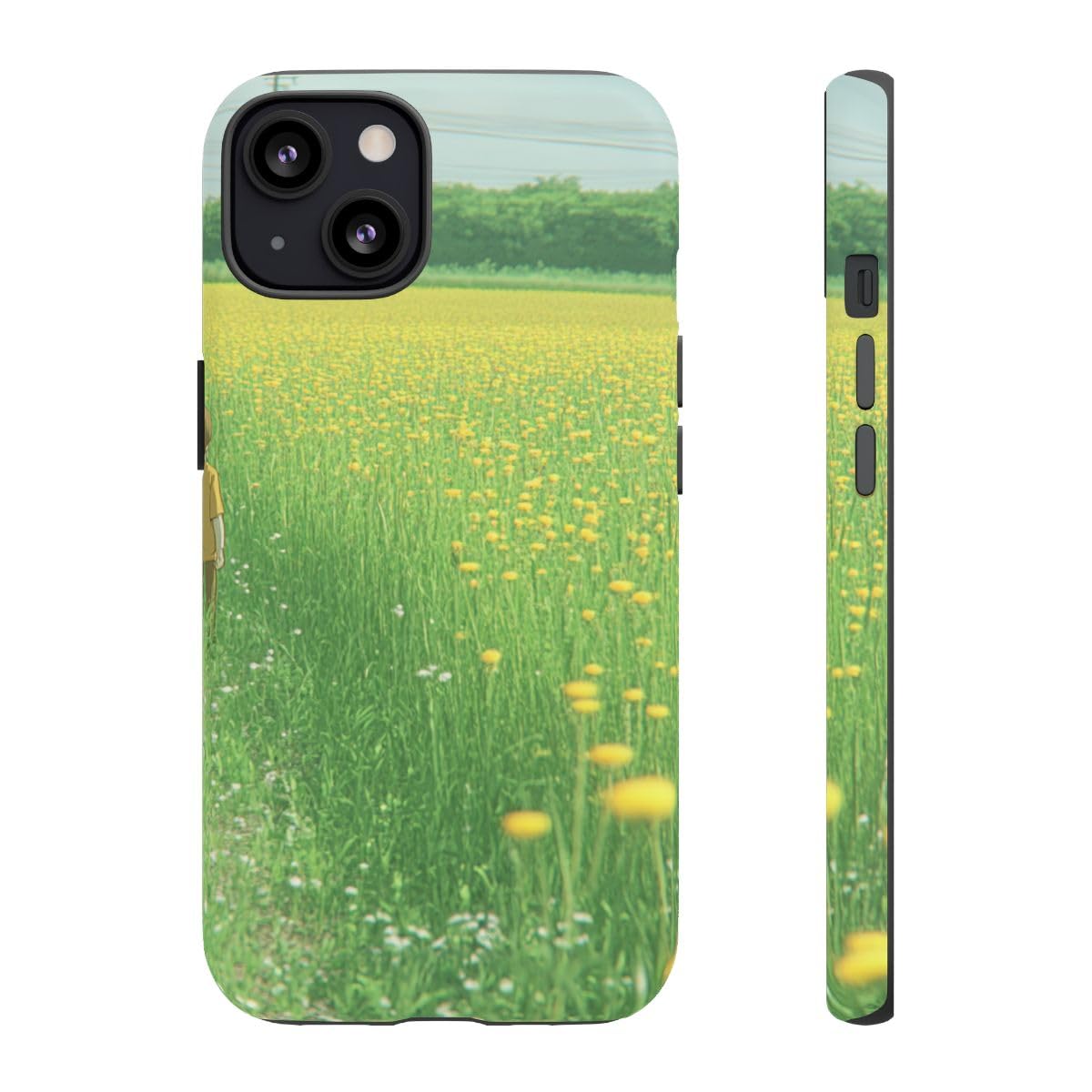 Coque iPhone 13 rigide mate résistante aux traces de doigts motif champ de fleurs
